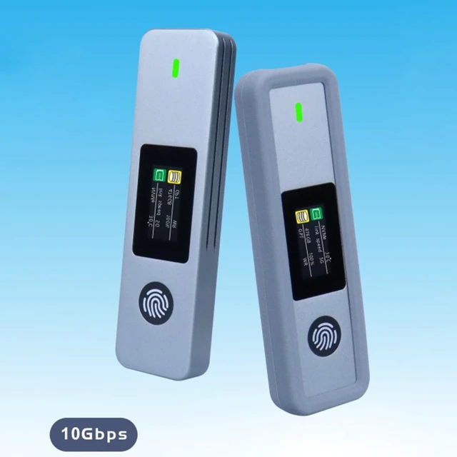 Alt view image 4 of 5 - BaoFufc NVMe SSD Enclosure Support Visual LCD Fingerprint Encryption USB3.2 for Efficient Data Transfer External Enclosure