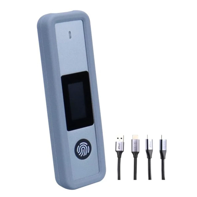 Alt view image 5 of 5 - BaoFufc NVMe SSD Enclosure Support Visual LCD Fingerprint Encryption USB3.2 for Efficient Data Transfer External Enclosure
