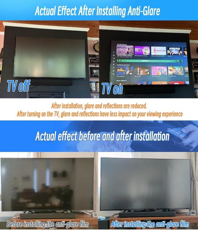 Alt view image 4 of 5 - BU TV Screen Protectors 50 Inch Anti Glare TV Shield with Blue Light Filter, Matte Film 50 inch Screen Protector for Indoor and Outdoor TVs, Anti Glare TV Film Glare Reducer