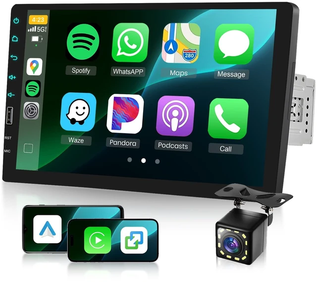 Main image of Single Din Car Stereo with AM/FM/RDS Radio Backup Camera, Sellrich 9 inch IPS Touch Screen Single Din Radio Support Wireless Carplay Android Auto Bluetooth Mirror Link YouTube Online Video USB