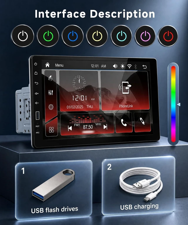 Alt view image 2 of 5 - Single Din Car Stereo with AM/FM/RDS Radio Backup Camera, Sellrich 9 inch IPS Touch Screen Single Din Radio Support Wireless Carplay Android Auto Bluetooth Mirror Link YouTube Online Video USB