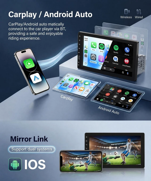 Alt view image 5 of 5 - Single Din Car Stereo with AM/FM/RDS Radio Backup Camera, Sellrich 9 inch IPS Touch Screen Single Din Radio Support Wireless Carplay Android Auto Bluetooth Mirror Link YouTube Online Video USB