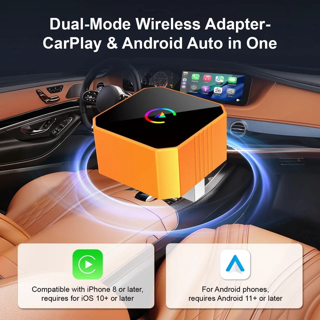 Alt view image 2 of 5 - Wired to Wireless CarPlay Dongle for iPhone, Low Latency Auto Reconnect Plug & Play Wireless CarPlay Adapter for Factory Wired CarPlay Vehicles