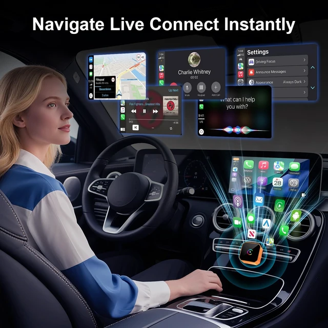 Alt view image 5 of 5 - Wired to Wireless CarPlay Dongle for iPhone, Low Latency Auto Reconnect Plug & Play Wireless CarPlay Adapter for Factory Wired CarPlay Vehicles
