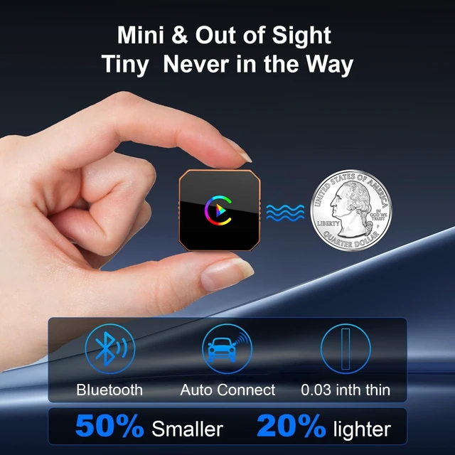Alt view image 4 of 5 - Wired to Wireless CarPlay Dongle for iPhone, Low Latency Auto Reconnect Plug & Play Wireless CarPlay Adapter for Factory Wired CarPlay Vehicles