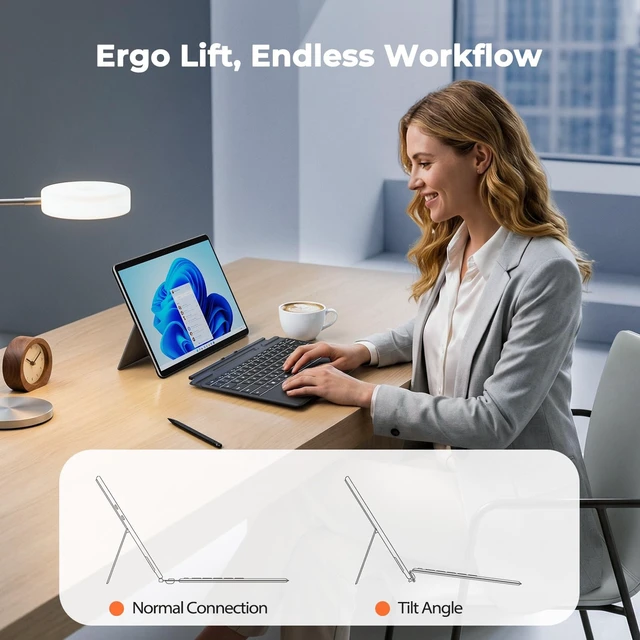 Alt view image 5 of 5 - Surface Pro 11/10/9/8 Keyboard, Bluetooth Backlit Type Cover With Trackpad