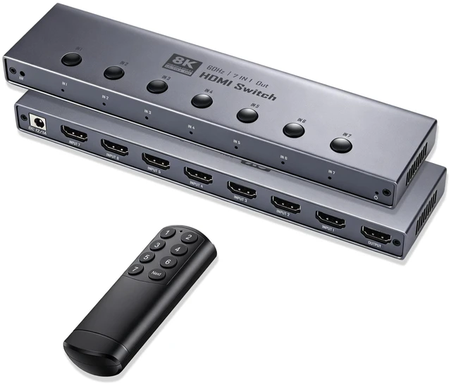 Main image of 8K HDMI Switch 7 in 1 Out, HDMI 2.1 Switcher 7 in 1 Out with IR Remote