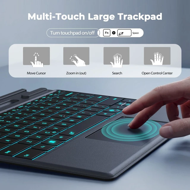 Alt view image 4 of 5 - Surface Pro 11/10/9/8 Keyboard, Bluetooth Backlit Type Cover With Trackpad