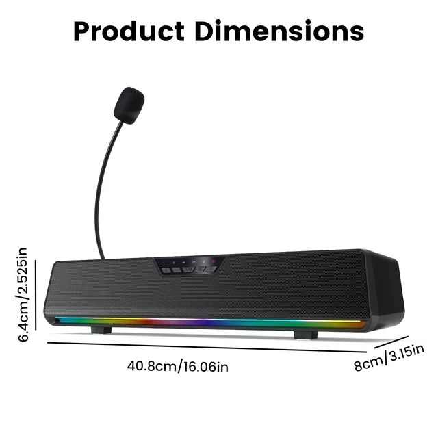 Alt view image 4 of 5 - Bingxue Bluetooth 5.1 Sound Bar Speaker for Computer,USB Plug & Play RGB Sound Bar Speaker Gaming Speakersr Desktop Speaker,PC Speaker,Laptop Speaker,Tablet Speaker