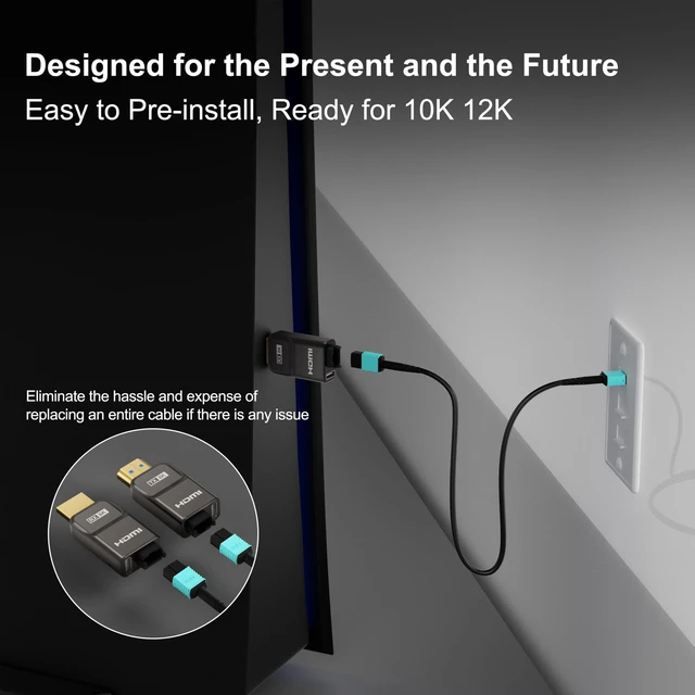 Alt view image 3 of 5 - RUIPRO 8K Detachable Full Fiber Optic Armored HDMI 2.1 Cable, 48Gbps, 990FT