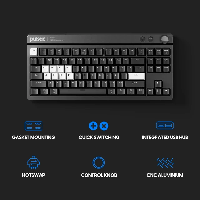 Alt view image 2 of 5 - Pulsar Gaming Gears Xboard QS Gaming Keyboard, 80%, Black