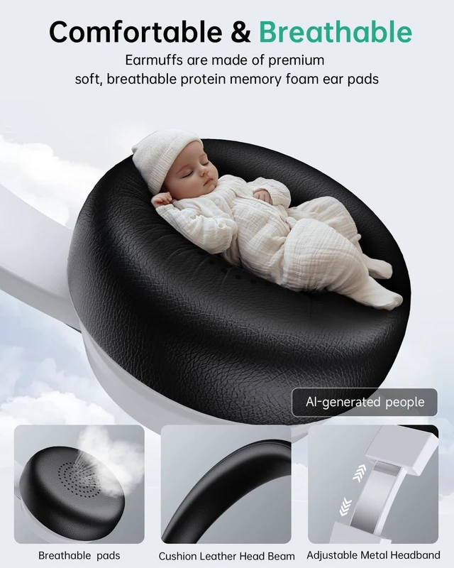 Alt view image 5 of 5 - AOC Wireless Headset with Mic for Work, AI Noise Cancelling, Bluetooth