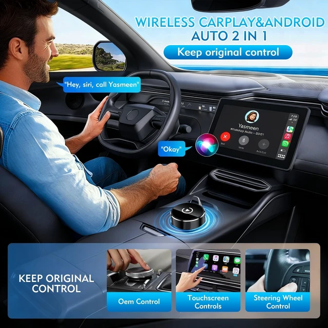 Alt view image 5 of 5 - Zokvic 2026 Wireless CarPlay Adapter, Upgraded Wired to Wireless, Supports CarPlay & Android Auto, Plug and Play, Fast Auto Reconnect, Stable Contrl, Zero Lag, Heat Dissipation, Noiseles