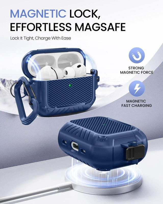 Alt view image 3 of 5 - MOBOSI for AirPods Pro 3 Case, Secure Lock, Blue
