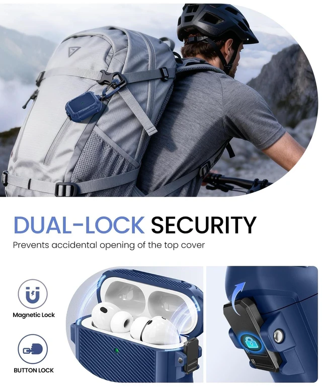 Alt view image 5 of 5 - MOBOSI for AirPods Pro 3 Case, Secure Lock, Blue