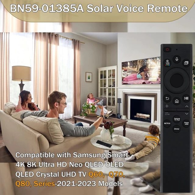 Alt view image 2 of 5 - BN59-01385A TM2280E Fit for Samsung Remote Control for Smart TV 2021-2023 Crystal QLED Neo LED 4K TV Series, 85 inch ^^65 inch ^^55inch Series with Voice Rechargeable Solar Cell, 4 Shortcut Butt