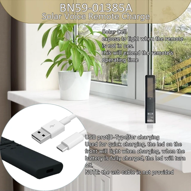 Alt view image 4 of 5 - BN59-01385A TM2280E Fit for Samsung Remote Control for Smart TV 2021-2023 Crystal QLED Neo LED 4K TV Series, 85 inch ^^65 inch ^^55inch Series with Voice Rechargeable Solar Cell, 4 Shortcut Butt