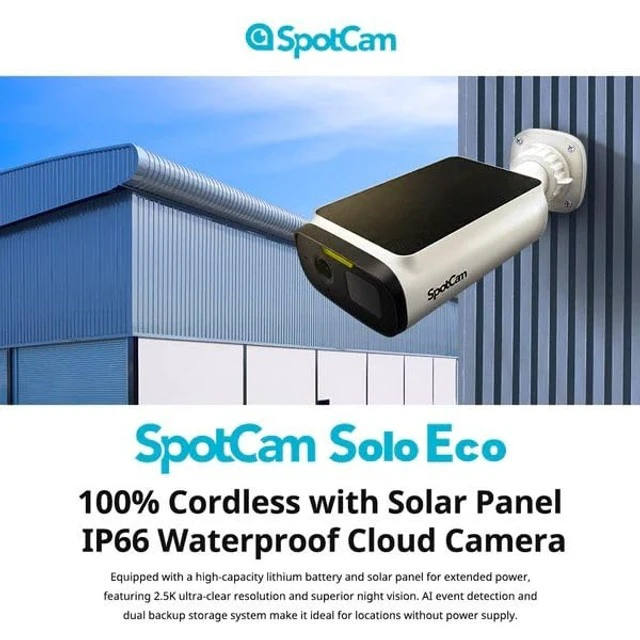 Alt view image 2 of 5 - SpotCam True Wireless Indoor/Outdoor Spotlight Solar Ai Smart Camera
