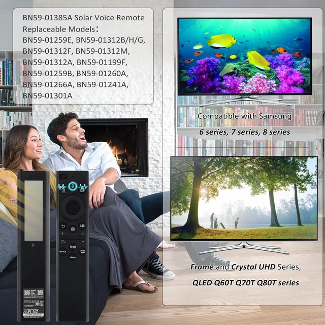Alt view image 3 of 5 - BN59-01385A TM2280E Fit for Samsung Remote Control for Smart TV 2021-2023 Crystal QLED Neo LED 4K TV Series, 85 inch ^^65 inch ^^55inch Series with Voice Rechargeable Solar Cell, 4 Shortcut Butt