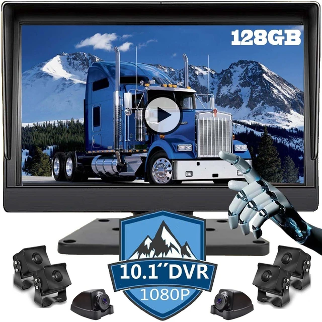 Main image of 6 Channel Alarm Sensor Large 10.1 inch 1080P Backup Camera Audio Monitor & Built-in 128GB DVR Dash Cam for RV Truck Trailer Rear Side Front Reversing View Wired System Waterproof Avoid Blind Spot