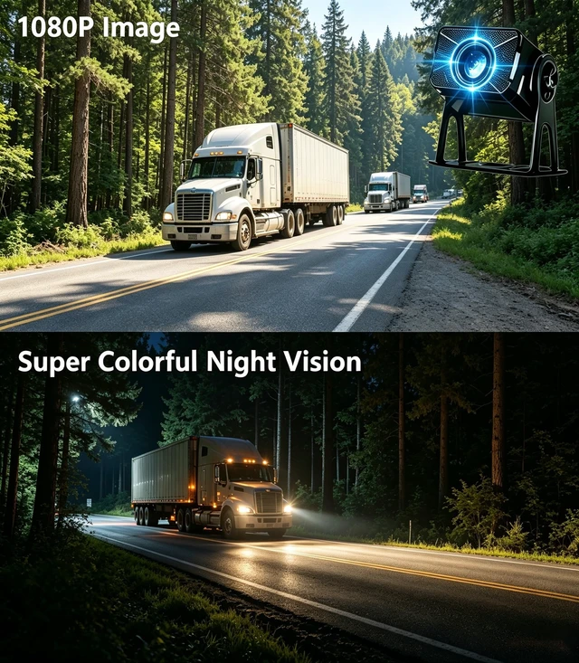 Alt view image 3 of 5 - 6 Channel Alarm Sensor Large 10.1 inch 1080P Backup Camera Audio Monitor & Built-in 128GB DVR Dash Cam for RV Truck Trailer Rear Side Front Reversing View Wired System Waterproof Avoid Blind Spot