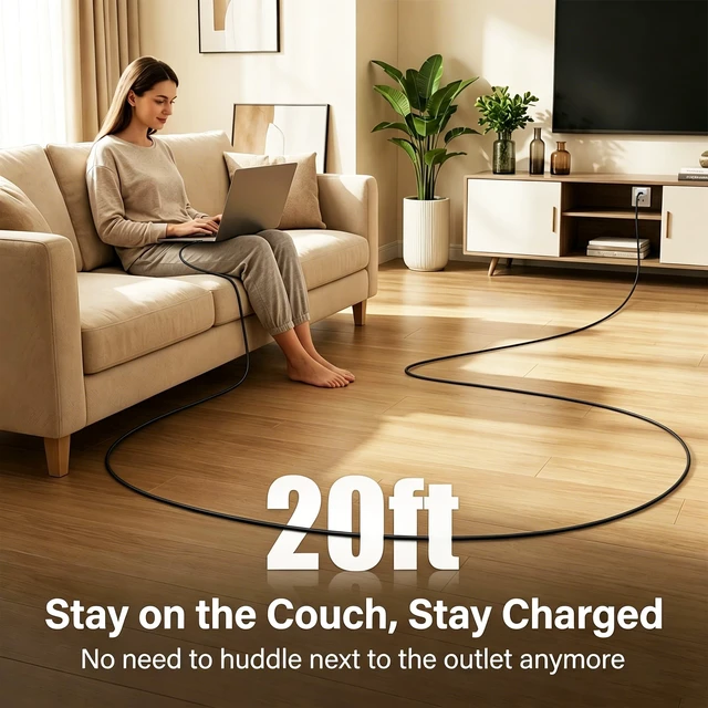 Alt view image 2 of 5 - 20FT USB C to USB C Cable Extra Long,240W PD Fast Charging,20Gbps Data Sync