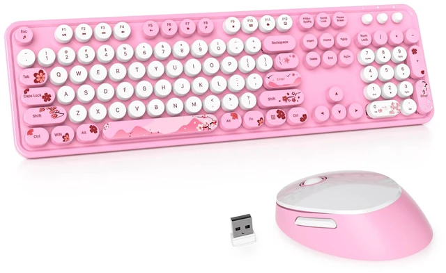 Main image of Owpkeenthy Cute Pink Keyboard and Mouse Wireless for PC Home Office