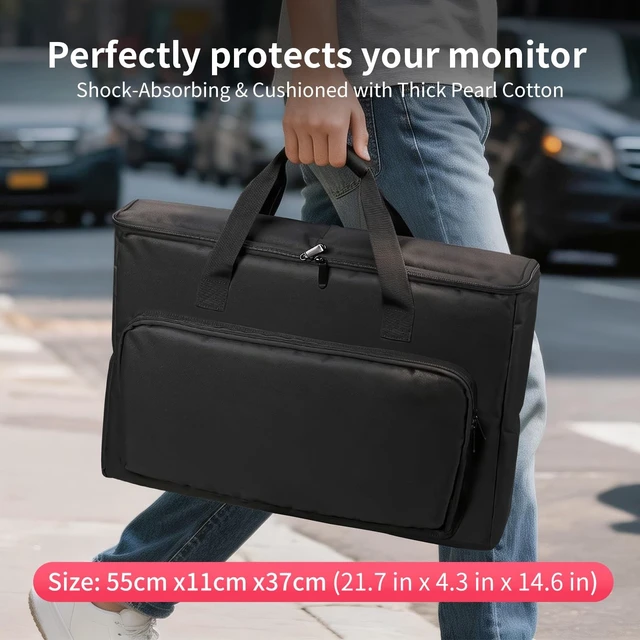 Alt view image 3 of 5 - 24 Inch Monitor Carrying Case, Thick Padding Protective Carrying Case for 24" LCD Gaming Monitor, Water Resistant Monitor Protector Sleeve for 24 Inch Desktop Monitor(24)