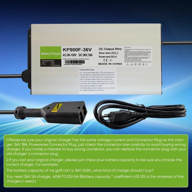 Alt view image 2 of 5 - aunstarwei 36 Volt 18AMP Golf Cart Battery Charger for EZGO TXT Golf Carts with D-Style Plug