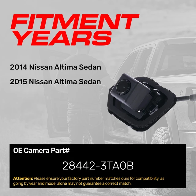 Alt view image 2 of 5 - Master Tailgaters Replacement for Nissan Altima Sedan (2014-2015) Backup Camera OE Part # 28442-3TA0B