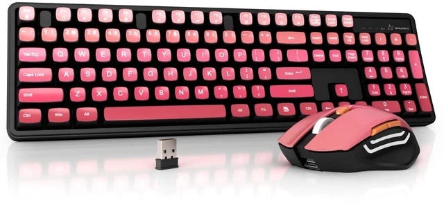 Main image of Wireless Keyboard and Mouse Combo, Rechargeable and Quiet, Full-Size with Number Pad, MDA Sculpted Keycaps, Ergonomic Mouse, 2.4GHz Cordless Plug & Play for Windows PC Laptop Desktop(Rosy Pink)
