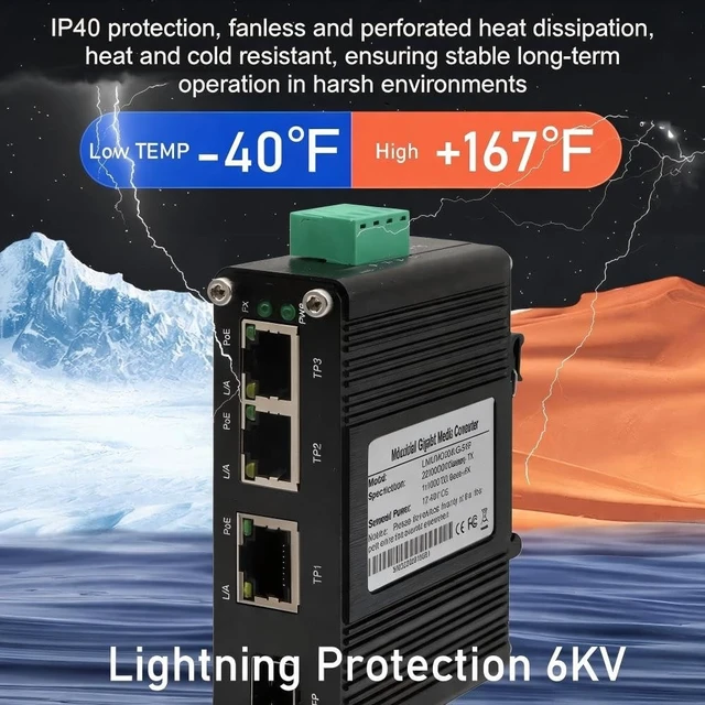 Alt view image 4 of 5 - xoxnikior Industrial 3-Port PoE+ Switch with SFP, Solar Ready, Unmanaged