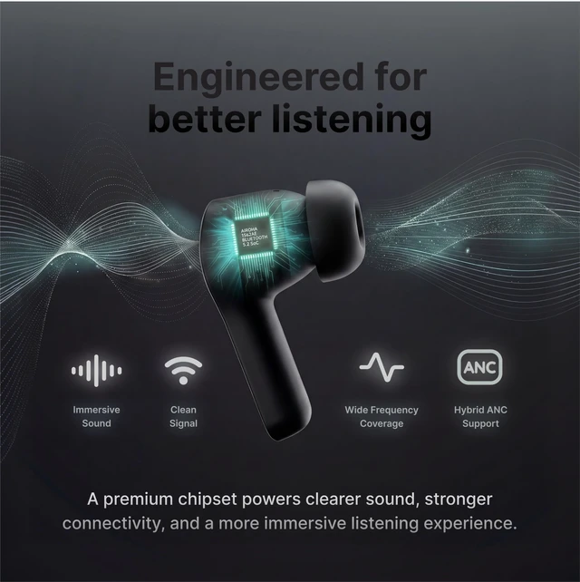 Alt view image 2 of 5 - KOMUTR Magnetic Wireless Earbuds, Sticks to MagSafe iPhone, ANC, Black