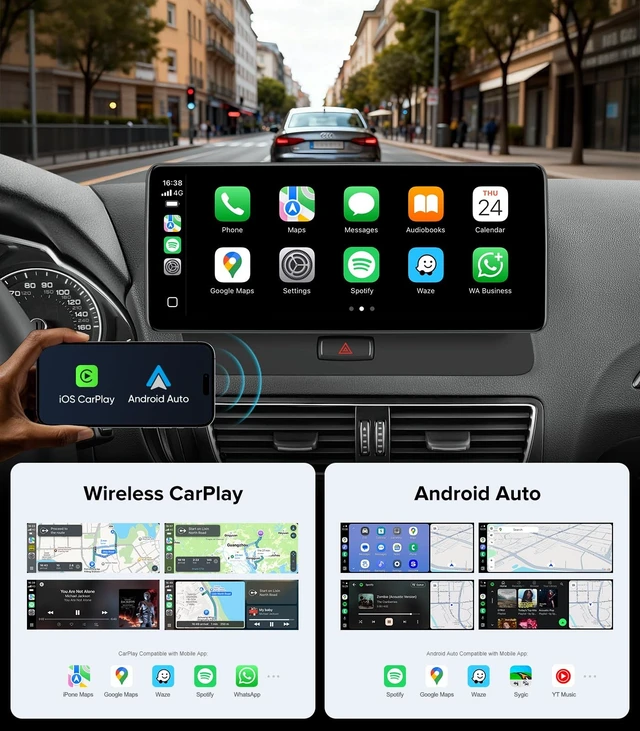 Alt view image 4 of 5 - 12.3" CarPlay Radio Upgrade for Audi Q5 SQ5 09-17 with Concert/Symphony