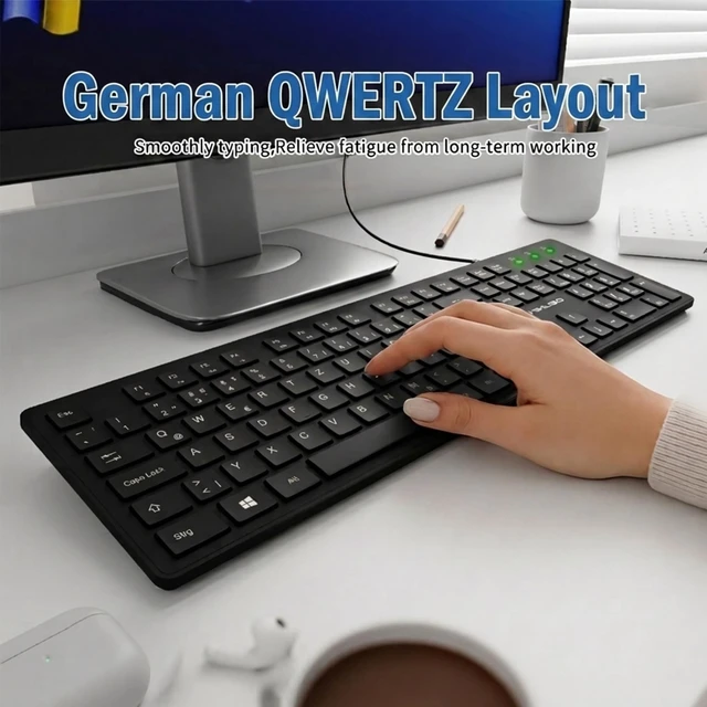 Alt view image 2 of 5 - German Keyboard QWERTZ Layout Wired USB,(Not Fading Character) Laptop/PC