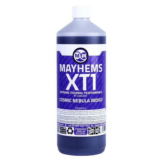 Alt view image 2 of 5 - Mayhems - XT1 Premixed PC Coolant - Computer Water Cooling Fluid - Liquid Cooling, Thermal Performance Series, 1 Litre, Cosmic Nebula Indigo