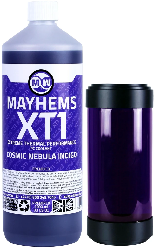 Main image of Mayhems - XT1 Premixed PC Coolant - Computer Water Cooling Fluid - Liquid Cooling, Thermal Performance Series, 1 Litre, Cosmic Nebula Indigo