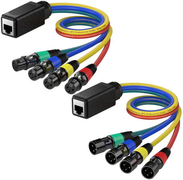 Main image of 4-Channel XLR to RJ45 Cable 1.5 Feet Snake Cable 3Pin DMX & Audio Extender