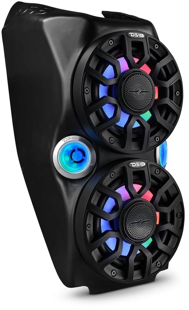 Main image of DS18 SLG-WFCC66LD Polaris Slingshot Waterfall Center Console Speaker Pod Loaded, 2X 6.5 Water-Resistant Coaxial Speakers with 2X 2.3 Super Bullet Tweeters, Integrated Digital Chasing RGB LEDs