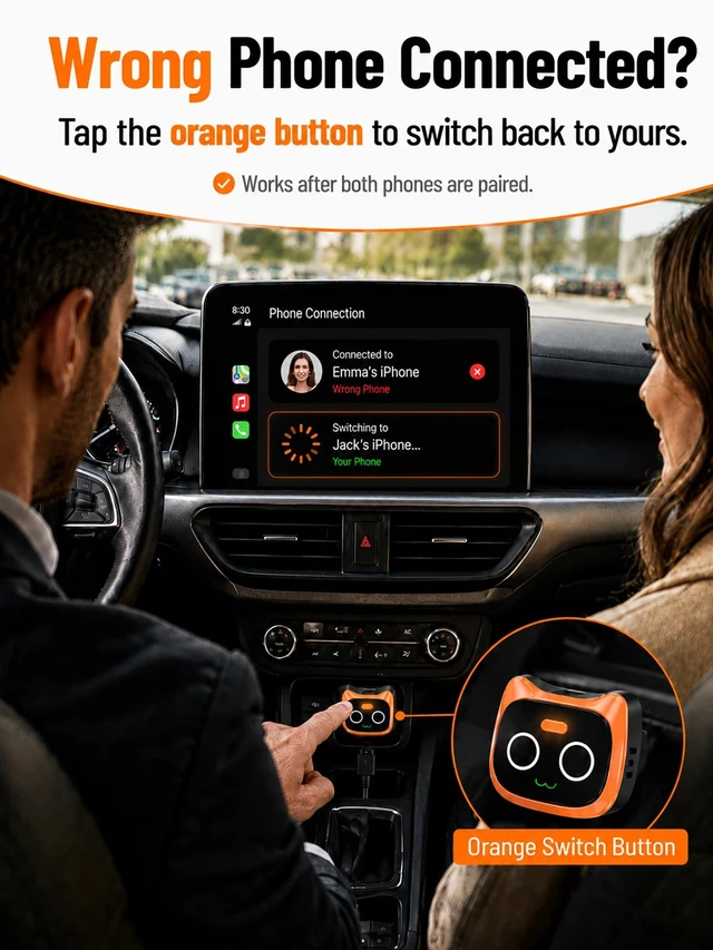 Alt view image 2 of 5 - UFOself Wireless CarPlay & Android Auto Adapter, 2-in-1 Wired to Wireless