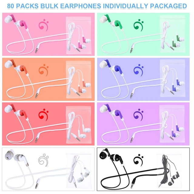 Alt view image 2 of 5 - Konohan 80 Packs Bulk Wired Earbuds Classroom Students,Multicolor