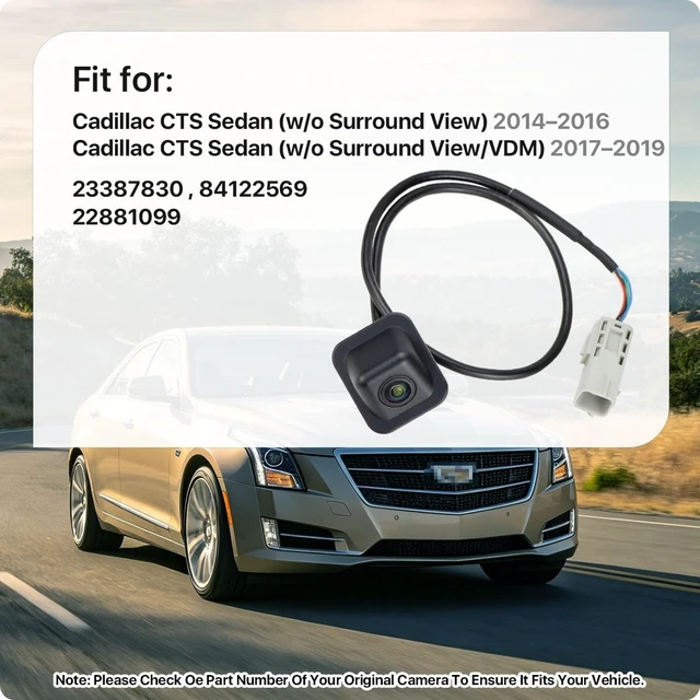 Alt view image 2 of 5 - 84122569 Rear Camera Replacement for Cadillac CTS Sedan w/o Surround View 2014-2016 & CTS Sedan w/o Surround View/Video Display Mirror 2017-2019, OE Backup Cam Replaces 23387830, 22881099 by GreenYi
