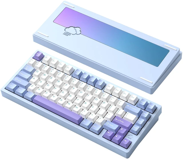 Main image of KIBU WOBKEY Rainy75 75% Tri-Mode Mechanical Keyboard, CNC Aluminum Custom Wireless Keyboard, Hot Swappable, VIA Programmable, Violet Switch, RGB Backlit,BT/2.4G/Wired for Mac/Win(Standard Blue)