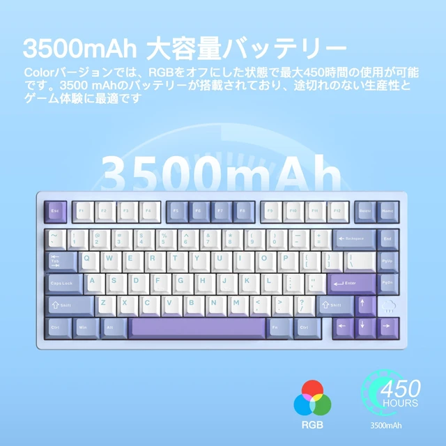 Alt view image 3 of 5 - KIBU WOBKEY Rainy75 75% Tri-Mode Mechanical Keyboard, CNC Aluminum Custom Wireless Keyboard, Hot Swappable, VIA Programmable, Violet Switch, RGB Backlit,BT/2.4G/Wired for Mac/Win(Standard Blue)