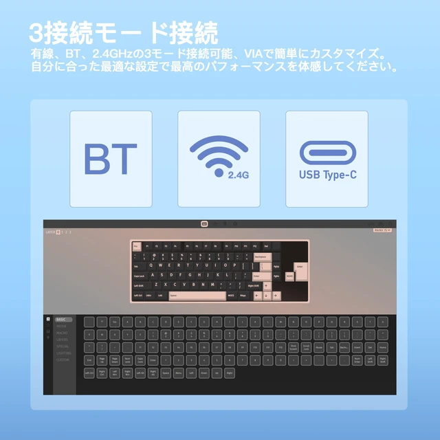 Alt view image 5 of 5 - KIBU WOBKEY Rainy75 75% Tri-Mode Mechanical Keyboard, CNC Aluminum Custom Wireless Keyboard, Hot Swappable, VIA Programmable, Violet Switch, RGB Backlit,BT/2.4G/Wired for Mac/Win(Standard Blue)