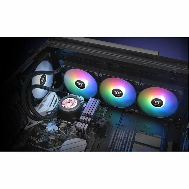 Alt view image 2 of 5 - Thermaltake TH420 V2 Ultra ARGB Sync/AlO Liquid Cooler/ARGB Fan 140 * 3/PWM 500~1800rpm/Water Block 2.1" LCD/Black, CL-W386-PL14SW-A