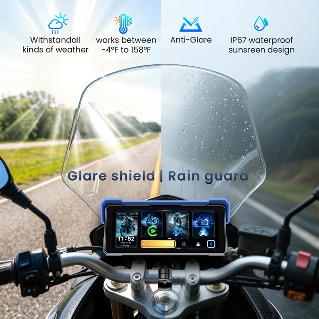 Alt view image 4 of 5 - 8.1 Inch Portable CarPlay Screen for Motorcycle with Wireless CarPlay