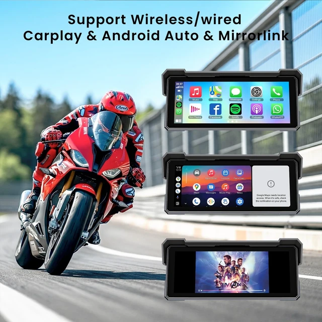 Alt view image 3 of 5 - 8.1 Inch Portable CarPlay Screen for Motorcycle with Wireless CarPlay