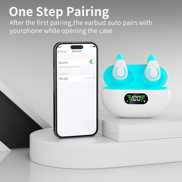 Alt view image 4 of 5 - Open Ear Bone Conduction Headphones Bluetooth 5.3Wireless Clip On Earbuds with Digital Display Charging Case 60 Hours Playtime Sport Earphones Built-in Mic IPX7Waterproof for Running Fitness Exercise