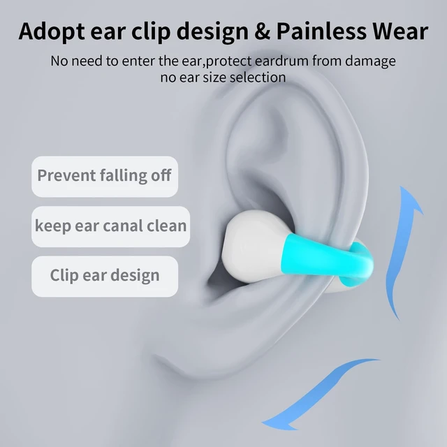Alt view image 2 of 5 - Open Ear Bone Conduction Headphones Bluetooth 5.3Wireless Clip On Earbuds with Digital Display Charging Case 60 Hours Playtime Sport Earphones Built-in Mic IPX7Waterproof for Running Fitness Exercise